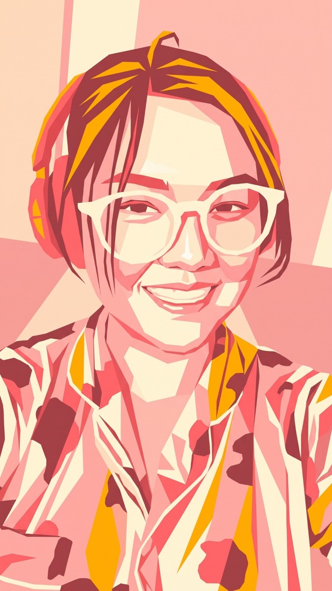 Low-poly illustrated portrait of Creza Jill